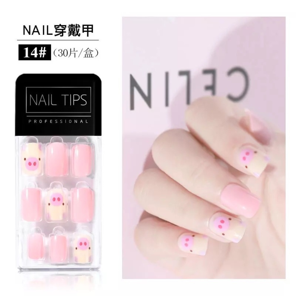 30 Piece Press on Nails-Pink